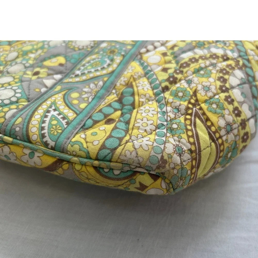 Vera Bradley Sun Valley Quilted Cotton‎ Tote Bag Yellow Teal Paisley Zip Top#480